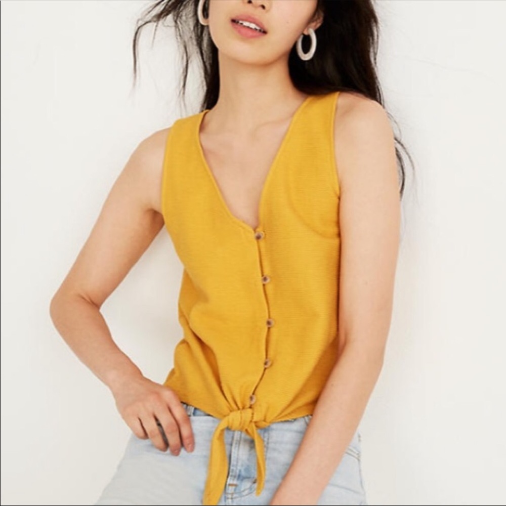 Madewell Texture & Thread Button Front Tie Tank - image 3